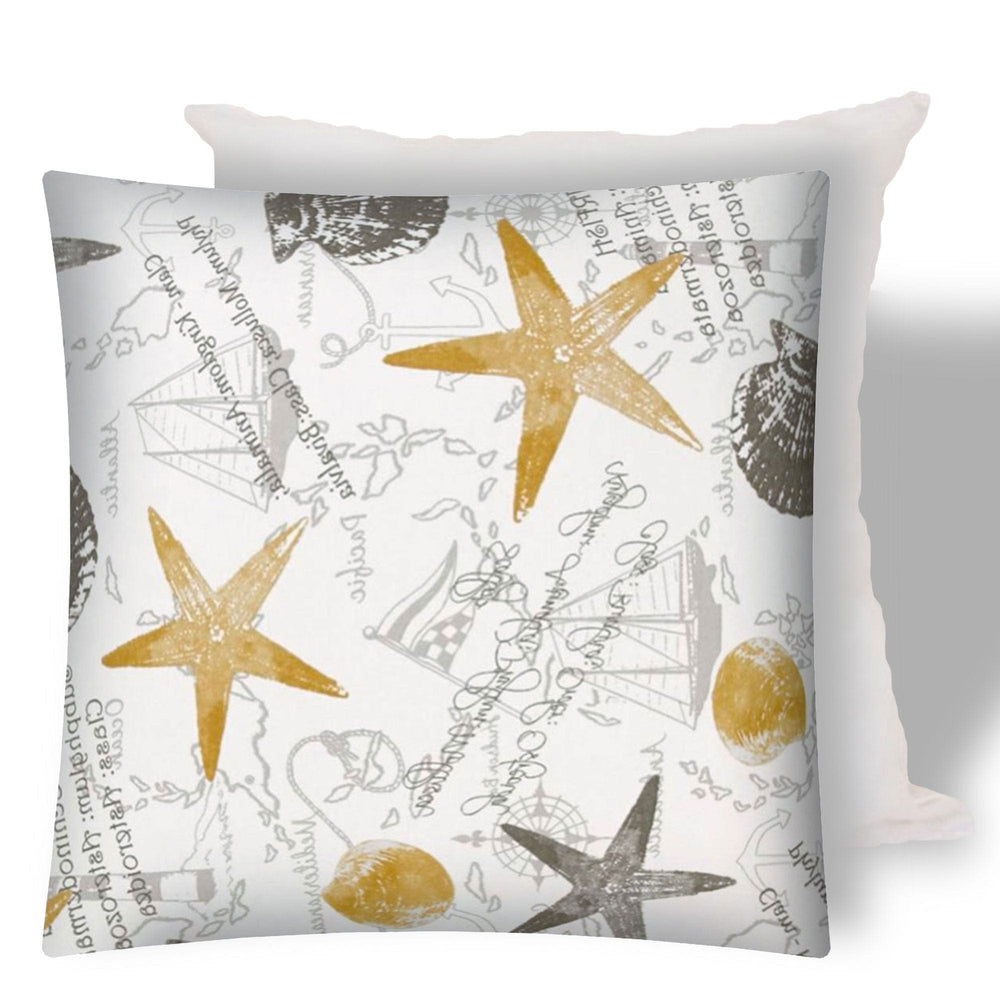 17" X 17" Gold And Cream Boat Zippered Coastal Throw Indoor Outdoor Pillow - Homeroots - Flyclothing LLC