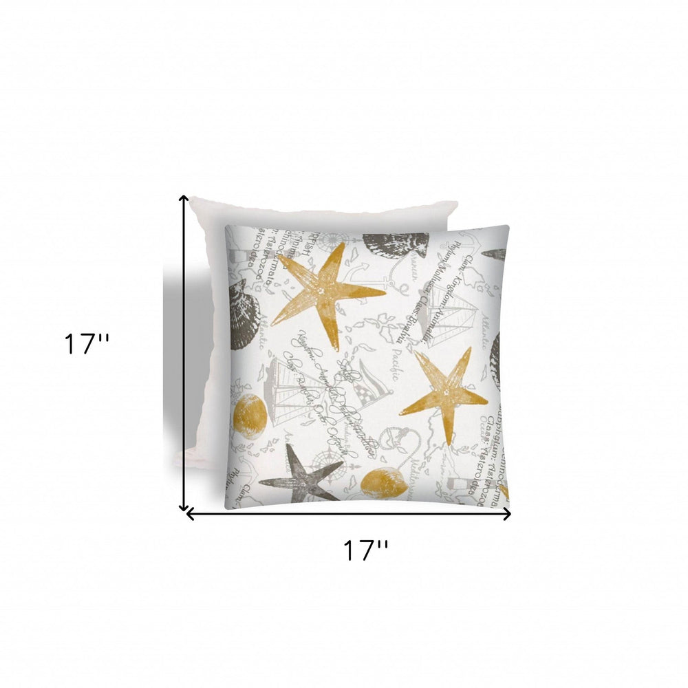 17" X 17" Gold And Cream Boat Zippered Coastal Throw Indoor Outdoor Pillow - Homeroots - Flyclothing LLC