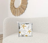 17" X 17" Gold And Cream Boat Zippered Coastal Throw Indoor Outdoor Pillow - Homeroots