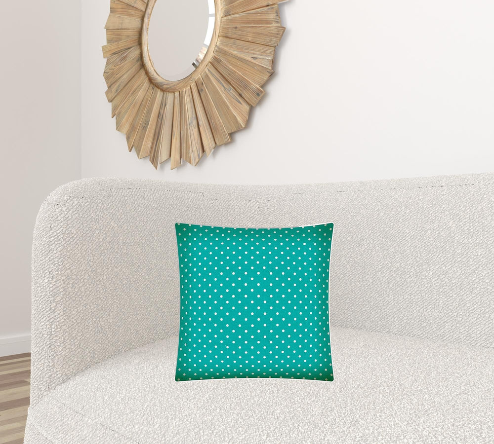 17" X 17" Turquoise Zippered Polka Dots Throw Indoor Outdoor Pillow - Homeroots - Flyclothing LLC