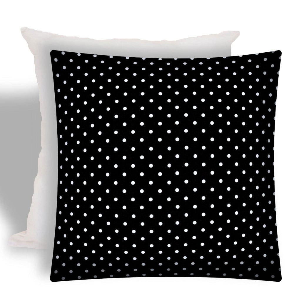 17" X 17" Black And White Zippered Polka Dots Throw Indoor Outdoor Pillow - Homeroots