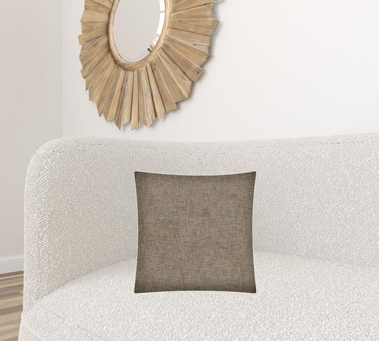 17" X 17" Taupe And Taupe Zippered Solid Color Throw Indoor Outdoor Pillow - Homeroots