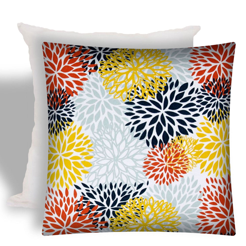 17" X 17" White And Red Zippered Floral Throw Indoor Outdoor Pillow - Homeroots