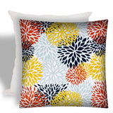 17" X 17" White And Red Zippered Floral Throw Indoor Outdoor Pillow - Homeroots