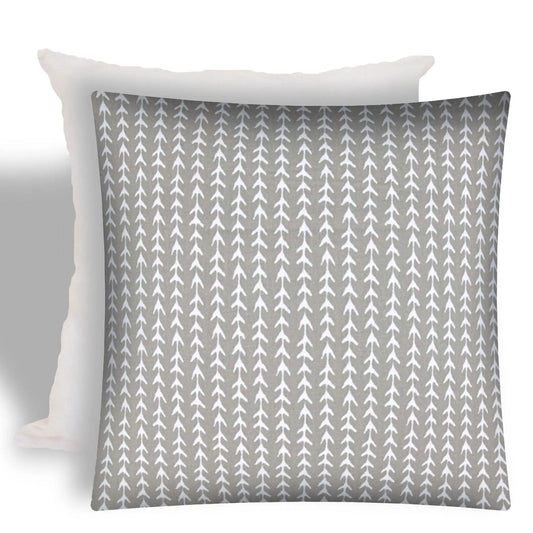 17" X 17" Taupe And White Zippered Geometric Throw Indoor Outdoor Pillow - Homeroots