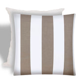 17" X 17" Taupe And Ivory Zippered Striped Throw Indoor Outdoor Pillow - Homeroots