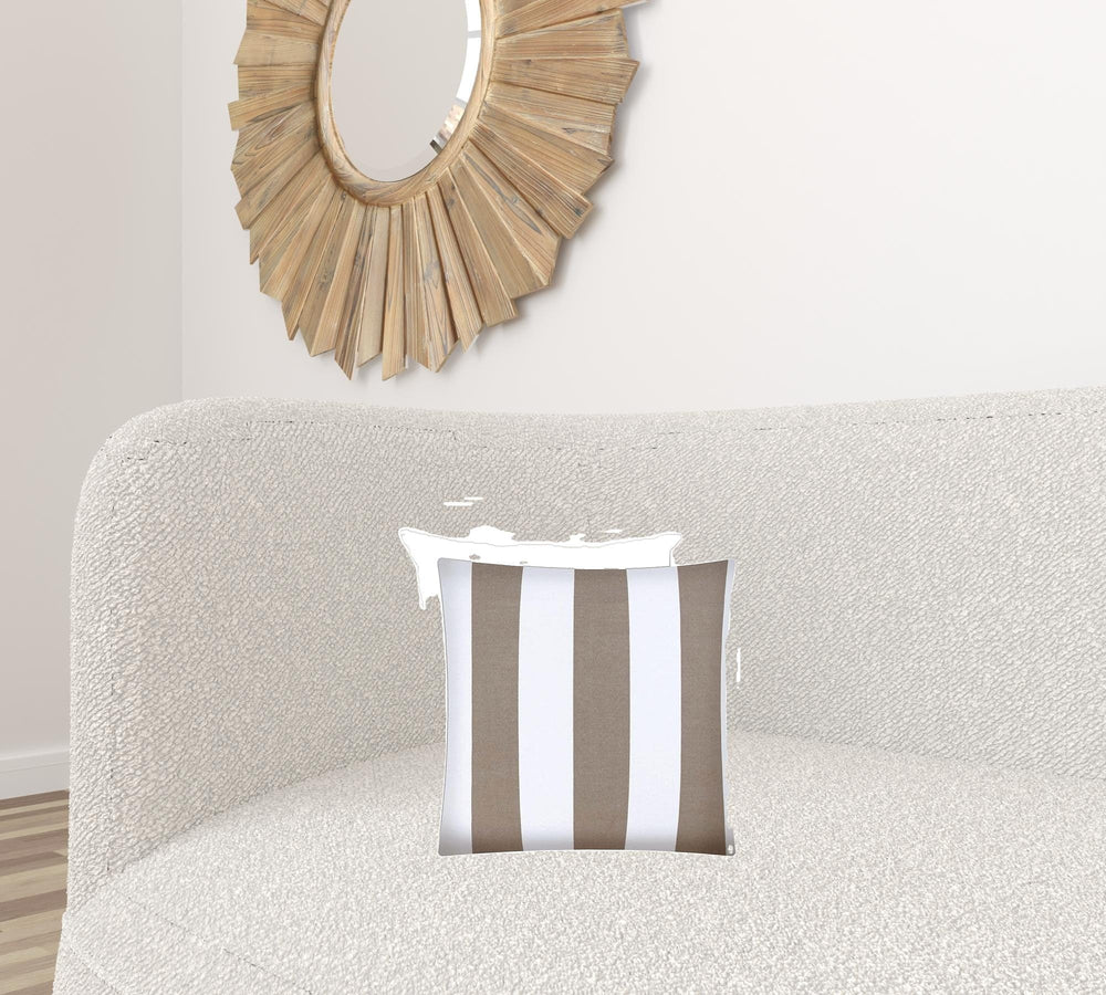 17" X 17" Taupe And Ivory Zippered Striped Throw Indoor Outdoor Pillow - Homeroots - Flyclothing LLC