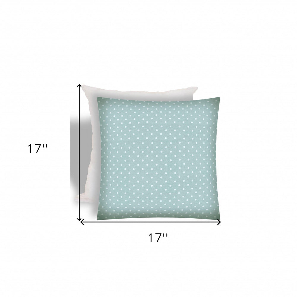 17" X 17" Seafoam And White Zippered Polka Dots Throw Indoor Outdoor Pillow - Homeroots - Flyclothing LLC