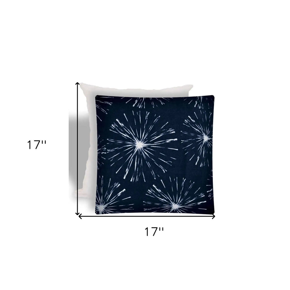 17" X 17" Navy Blue And White Zippered Floral Throw Indoor Outdoor Pillow - Homeroots - Flyclothing LLC