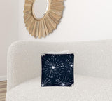 17" X 17" Navy Blue And White Zippered Floral Throw Indoor Outdoor Pillow - Homeroots