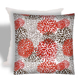 17" X 17" Red And White Zippered Floral Throw Indoor Outdoor Pillow - Homeroots