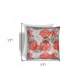 17" X 17" Red And White Zippered Floral Throw Indoor Outdoor Pillow - Homeroots