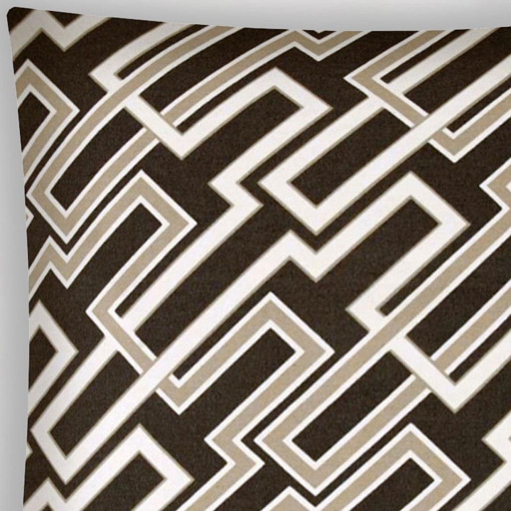 17" X 17" Taupe And Chocolate Zippered Trellis Throw Indoor Outdoor Pillow - Homeroots
