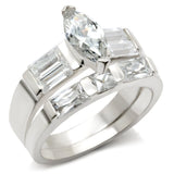 40911 - High-Polished 925 Sterling Silver Ring with AAA Grade CZ  in Clear - Alamode
