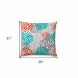 20" X 20" Orange And White Blown Seam Floral Throw Indoor Outdoor Pillow - Homeroots - Flyclothing LLC