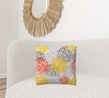 20" X 20" Gray And White Blown Seam Floral Throw Indoor Outdoor Pillow - Homeroots