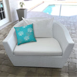 20" X 20" Aqua And White Corals Blown Seam Coastal Throw Indoor Outdoor Pillow - Homeroots - Flyclothing LLC