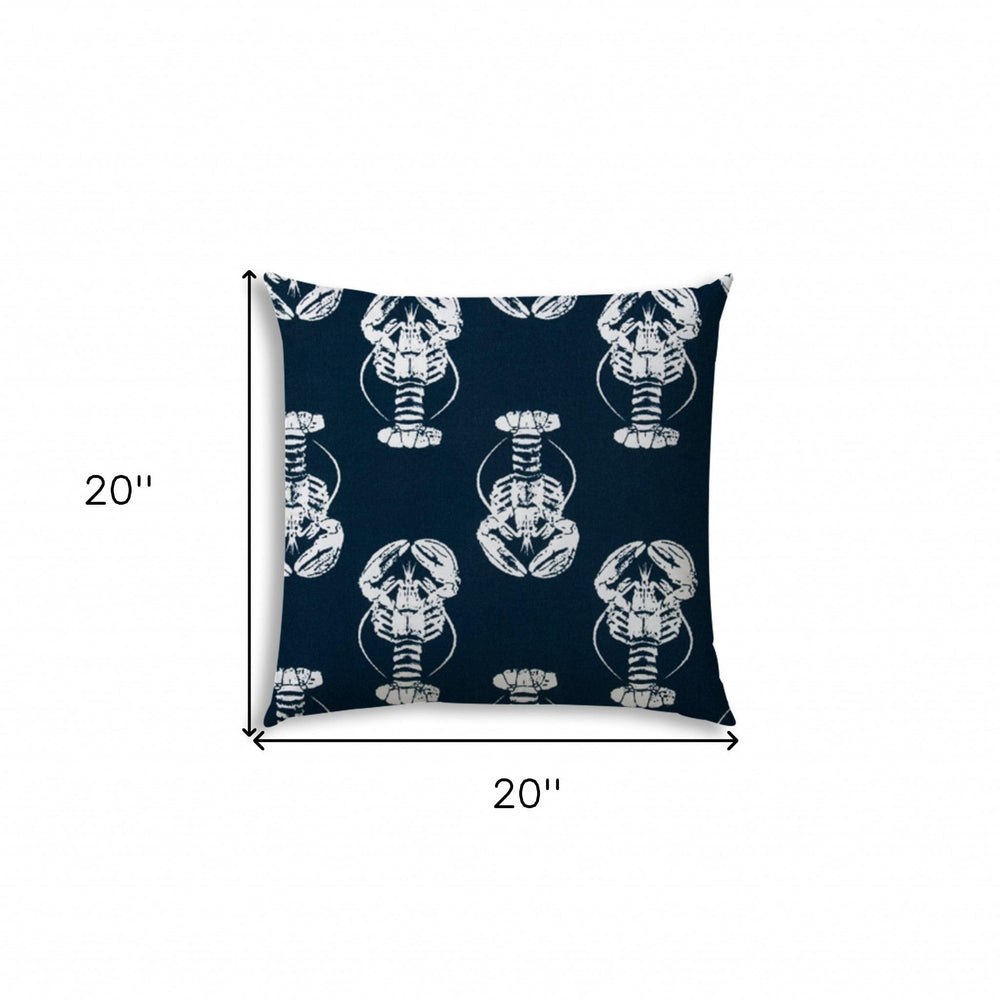 20" X 20" Navy Blue And White Blown Seam Throw Indoor Outdoor Pillow - Homeroots