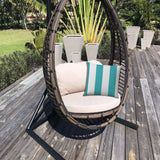 20" X 20" Turquoise And White Blown Seam Striped Throw Indoor Outdoor Pillow - Homeroots