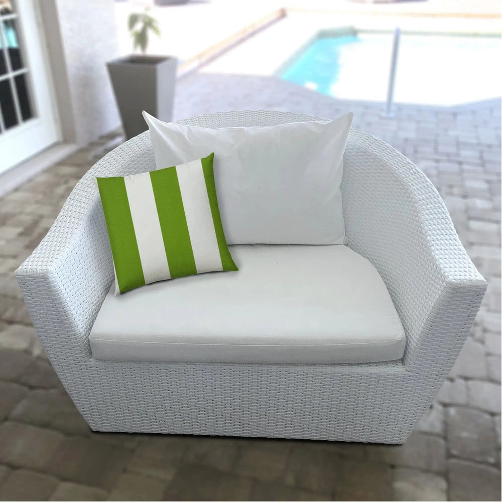 20" X 20" Green And Ivory Blown Seam Striped Throw Indoor Outdoor Pillow - Homeroots - Flyclothing LLC