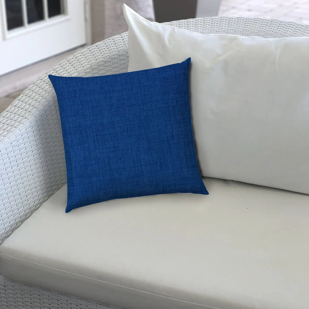 20" X 20" Aqua Blue Blown Seam Solid Color Throw Indoor Outdoor Pillow - Homeroots