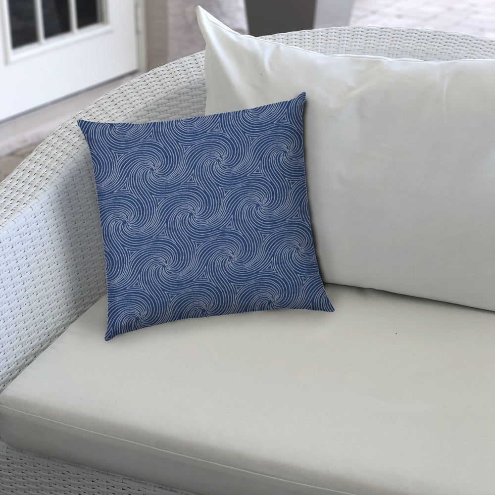 20" X 20" Blue And White Blown Seam Swirl Throw Indoor Outdoor Pillow - Homeroots - Flyclothing LLC