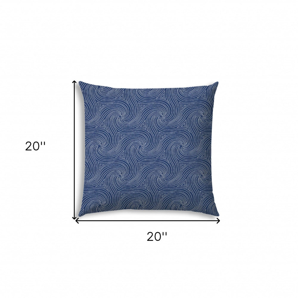 20" X 20" Blue And White Blown Seam Swirl Throw Indoor Outdoor Pillow - Homeroots - Flyclothing LLC