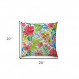 20" Green and White Floral Indoor Outdoor Throw Pillow Cover and Insert - Homeroots - Flyclothing LLC