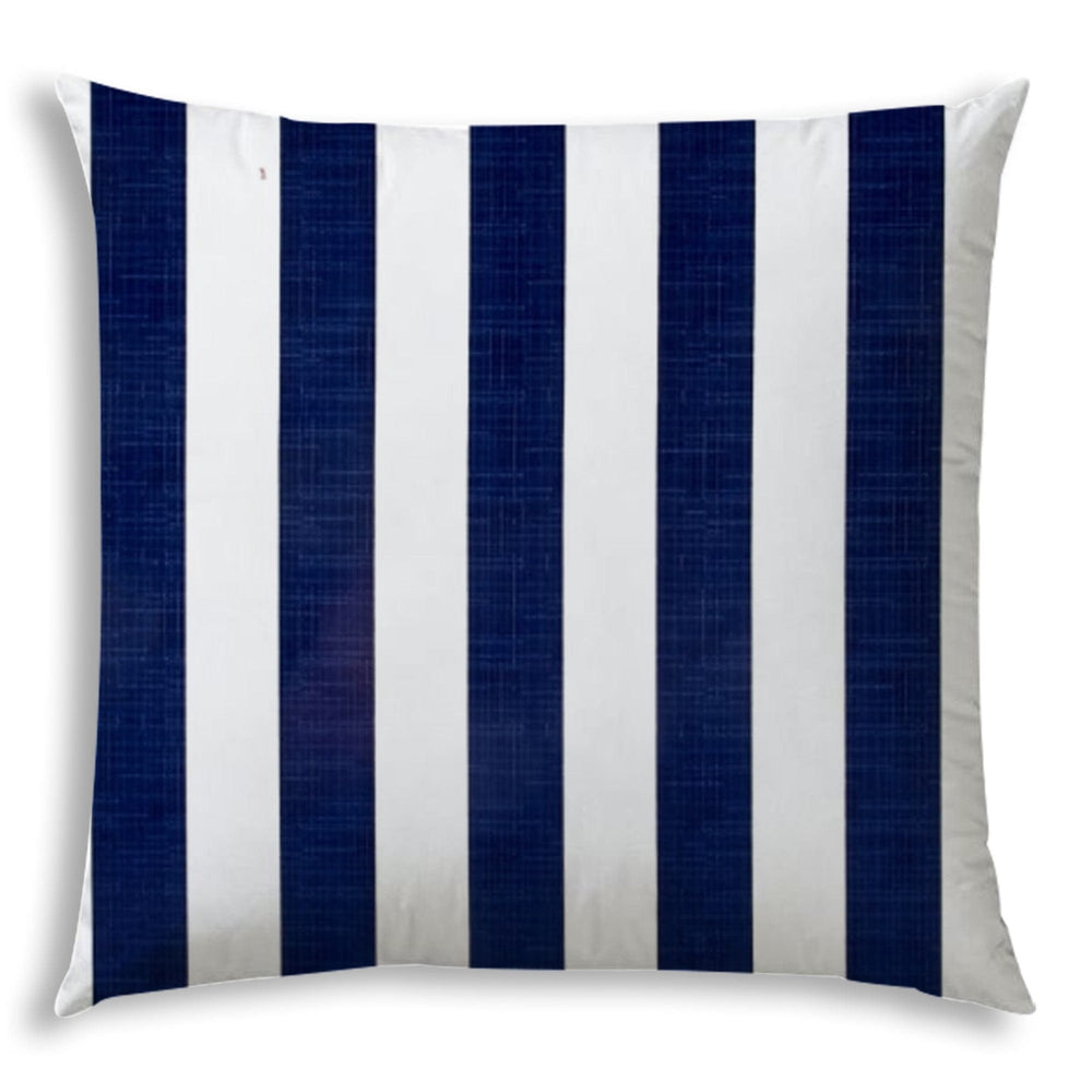 20" X 20" Navy Blue And White Blown Seam Striped Throw Indoor Outdoor Pillow - Homeroots