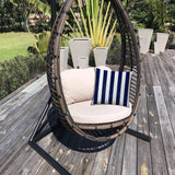 20" X 20" Navy Blue And White Blown Seam Striped Throw Indoor Outdoor Pillow - Homeroots