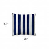 20" X 20" Navy Blue And White Blown Seam Striped Throw Indoor Outdoor Pillow - Homeroots - Flyclothing LLC