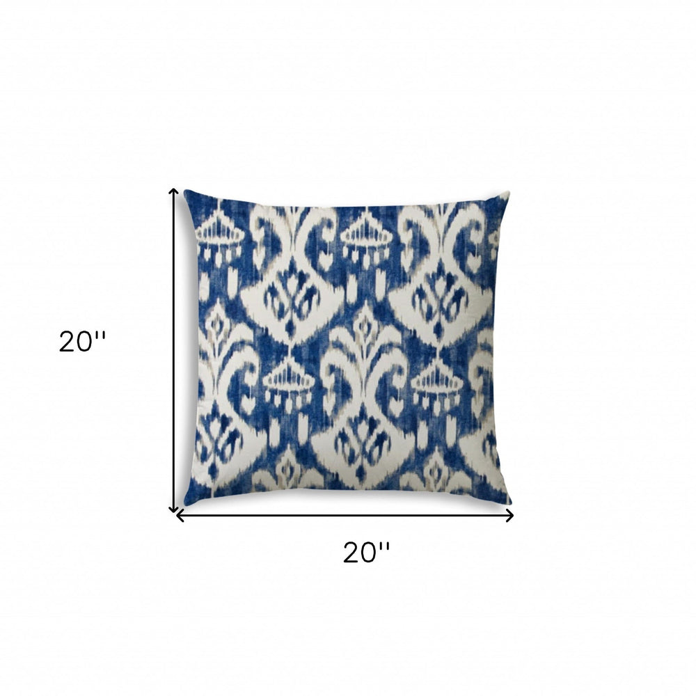 20" X 20" Indigo And Cream Blown Seam Ikat Throw Indoor Outdoor Pillow - Homeroots - Flyclothing LLC