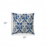 20" X 20" Indigo And Cream Blown Seam Ikat Throw Indoor Outdoor Pillow - Homeroots - Flyclothing LLC