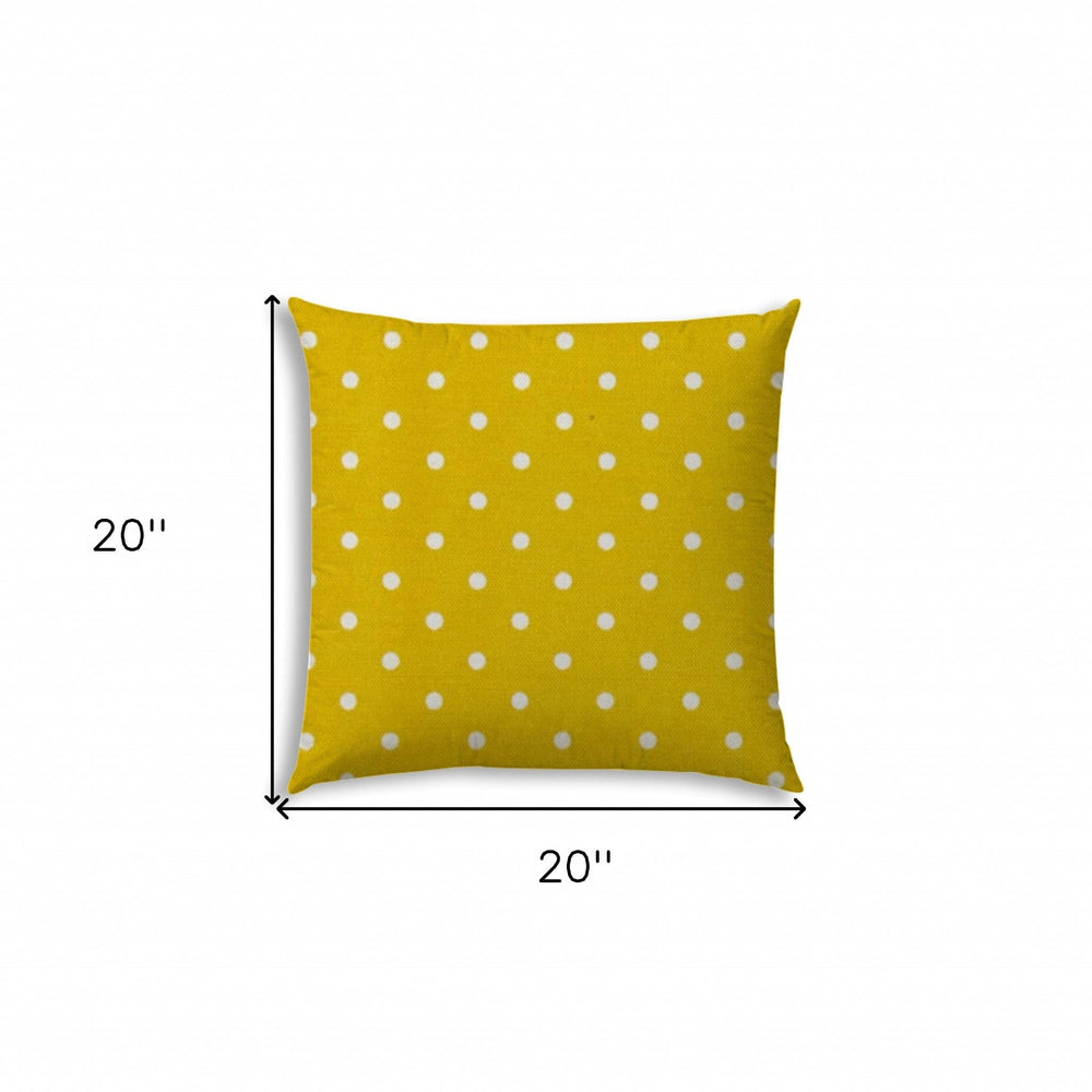 20" X 20" White And Yellow Blown Seam Polka Dots Throw Indoor Outdoor Pillow - Homeroots - Flyclothing LLC