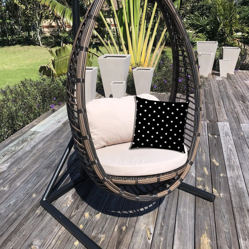 20" X 20" Black And White Blown Seam Polka Dots Throw Indoor Outdoor Pillow - Homeroots - Flyclothing LLC