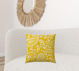 20" X 20" Cream And White Blown Seam Paisley Throw Indoor Outdoor Pillow - Homeroots