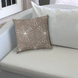 20" X 20" Taupe And White Blown Seam Floral Throw Indoor Outdoor Pillow - Homeroots