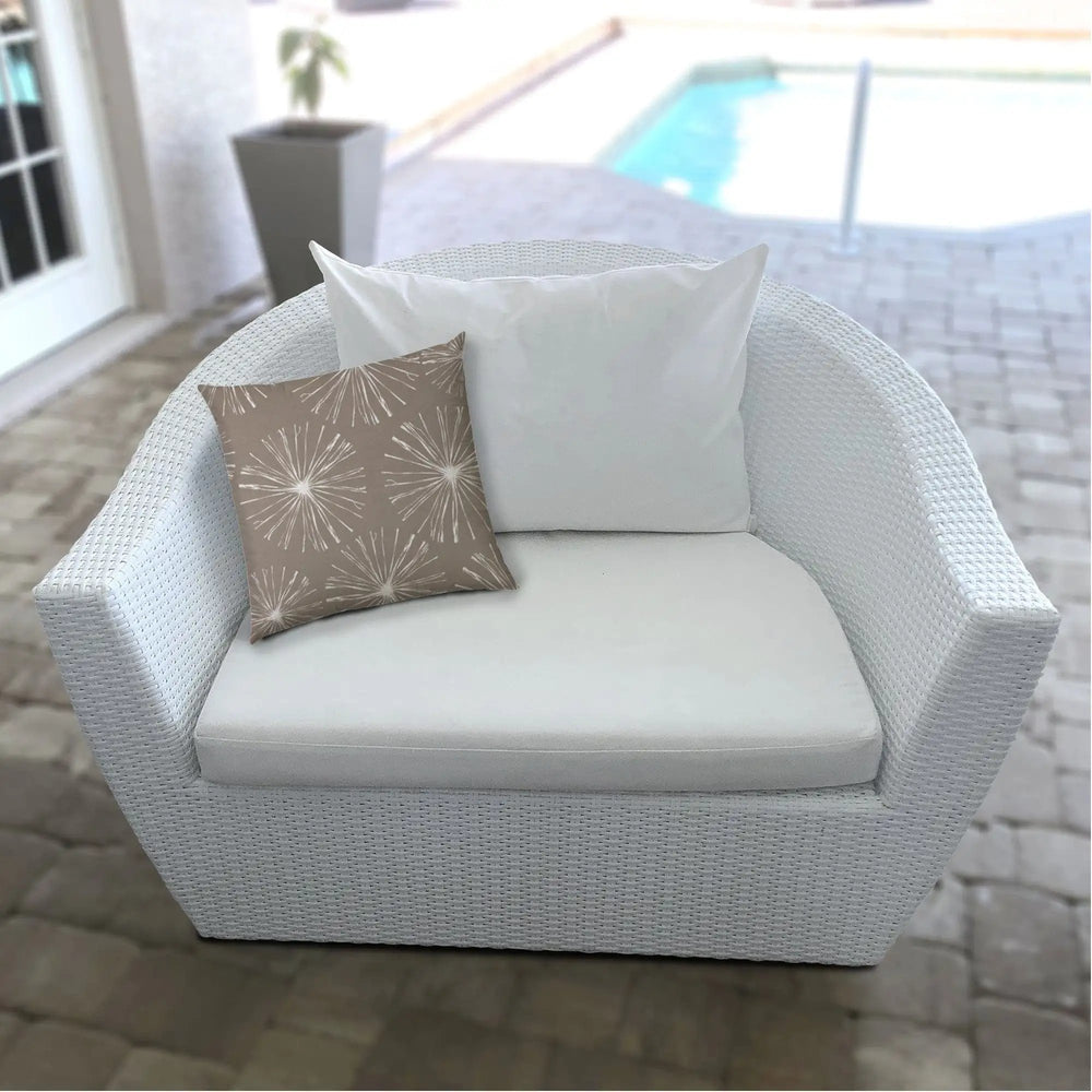 20" X 20" Taupe And White Blown Seam Floral Throw Indoor Outdoor Pillow - Homeroots - Flyclothing LLC