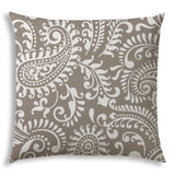20" X 20" Taupe And White Blown Seam Paisley Throw Indoor Outdoor Pillow - Homeroots