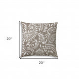 20" X 20" Taupe And White Blown Seam Paisley Throw Indoor Outdoor Pillow - Homeroots - Flyclothing LLC