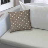 20" X 20" Taupe And White Blown Seam Polka Dots Throw Indoor Outdoor Pillow - Homeroots