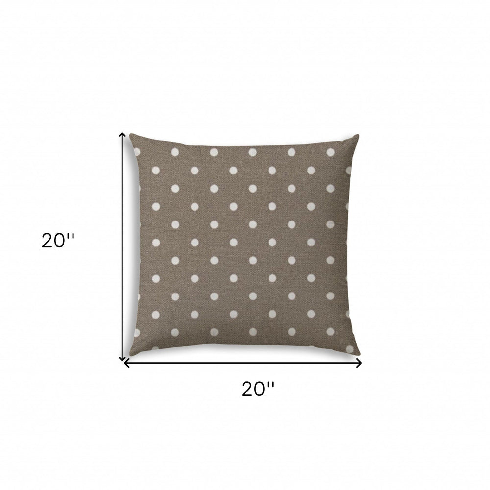 20" X 20" Taupe And White Blown Seam Polka Dots Throw Indoor Outdoor Pillow - Homeroots - Flyclothing LLC