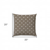 20" X 20" Taupe And White Blown Seam Polka Dots Throw Indoor Outdoor Pillow - Homeroots - Flyclothing LLC