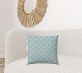 20" X 20" Seafoam And White Blown Seam Polka Dots Throw Indoor Outdoor Pillow - Homeroots