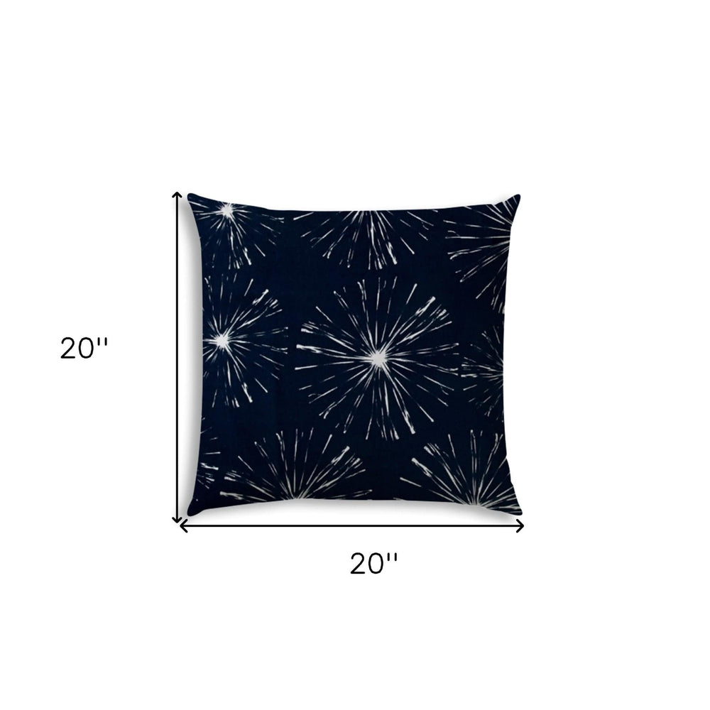20" X 20" Navy Blue And White Blown Seam Floral Throw Indoor Outdoor Pillow - Homeroots - Flyclothing LLC