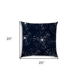 20" X 20" Navy Blue And White Blown Seam Floral Throw Indoor Outdoor Pillow - Homeroots - Flyclothing LLC