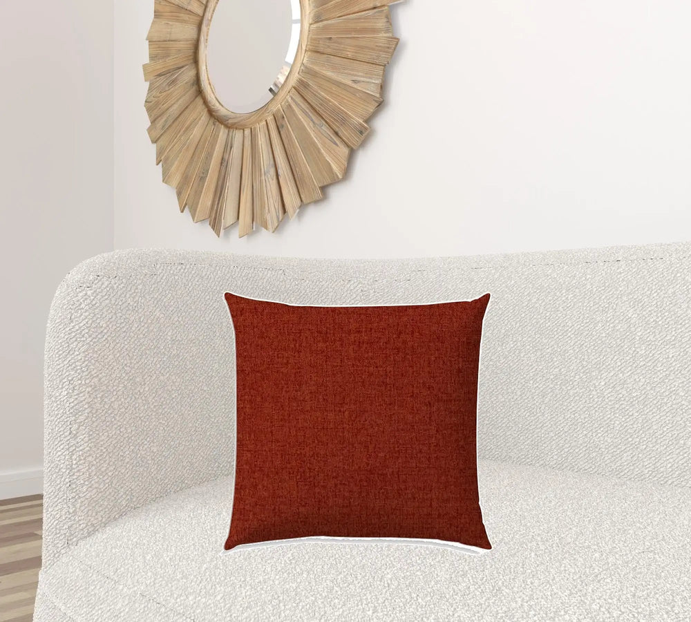 20" X 20" Brick And Red Blown Seam Solid Color Throw Indoor Outdoor Pillow - Homeroots