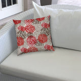 20" X 20" Red And White Blown Seam Floral Throw Indoor Outdoor Pillow - Homeroots