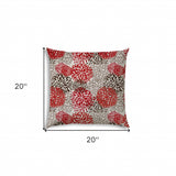20" X 20" Red And White Blown Seam Floral Throw Indoor Outdoor Pillow - Homeroots - Flyclothing LLC