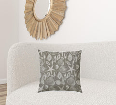 20" X 20" Cream And Gray Seashells Blown Seam Nautical Throw Indoor Outdoor Pillow